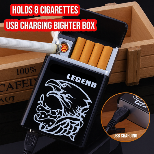 Stylish 2 in 1 USB Rechargeable Cigarette Case with Lighter