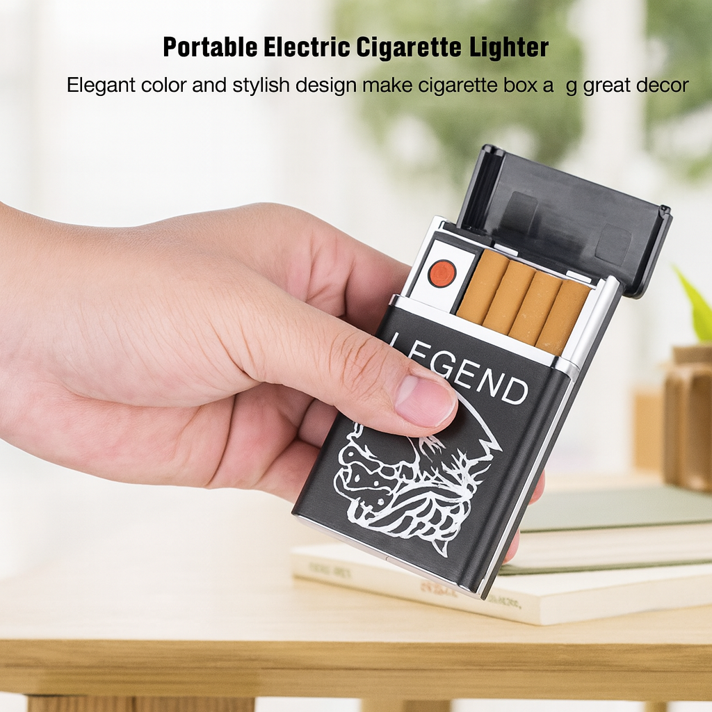 Stylish 2 in 1 USB Rechargeable Cigarette Case with Lighter